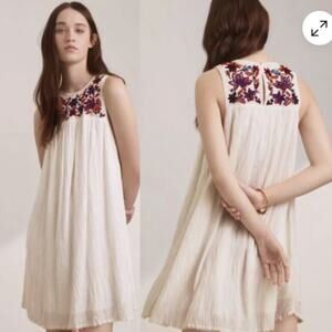 Artizia Wilfred Allier Bohemian Embroidered Trapeze Swing Dress Size Small